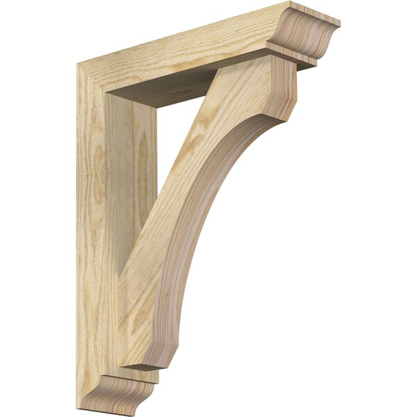 Ekena Millwork Legacy Traditional Rough Sawn Bracket w/ Offset Brace, Douglas Fir, 4"W x 14"D x 18"H BKT0402X14X18LEC01RDF - main